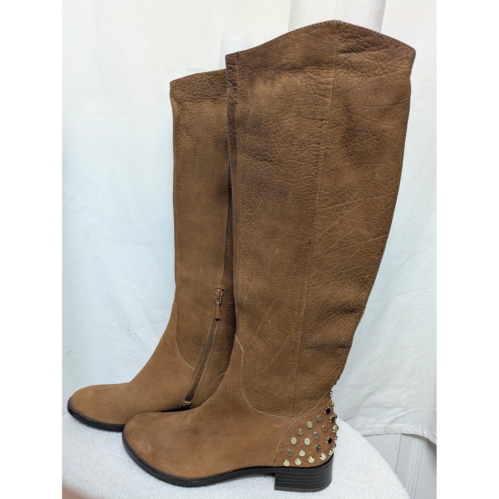 RACHEL Rachel Roy Rosmeri Leather Riding Boots 8 Tan Studded Equestrian Moto